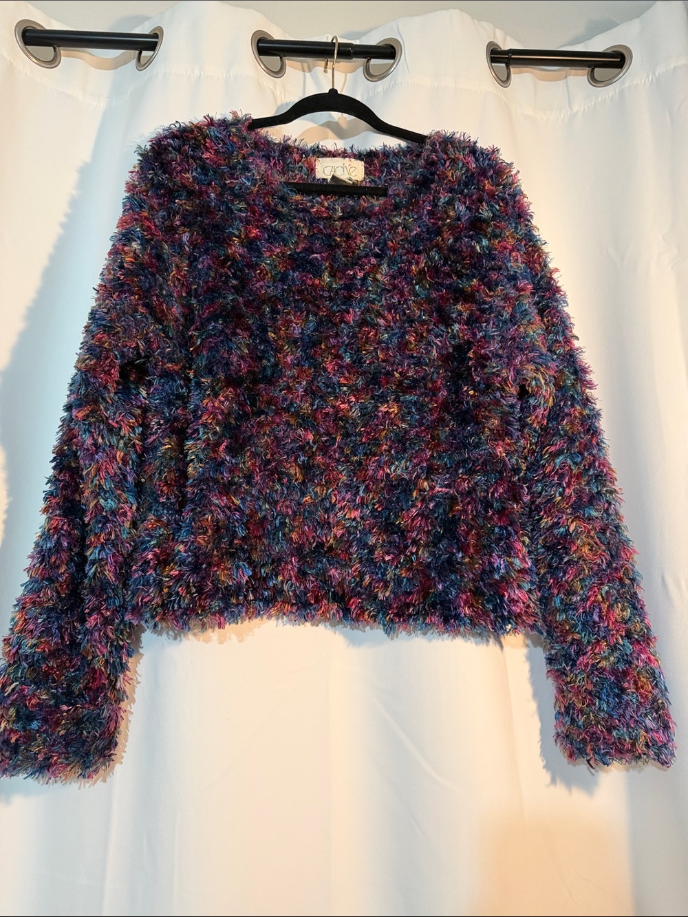 Vintage 90s Shaggy Eyelash Confetti Knit Whimsigoth Multicolor Dopemine Top B5